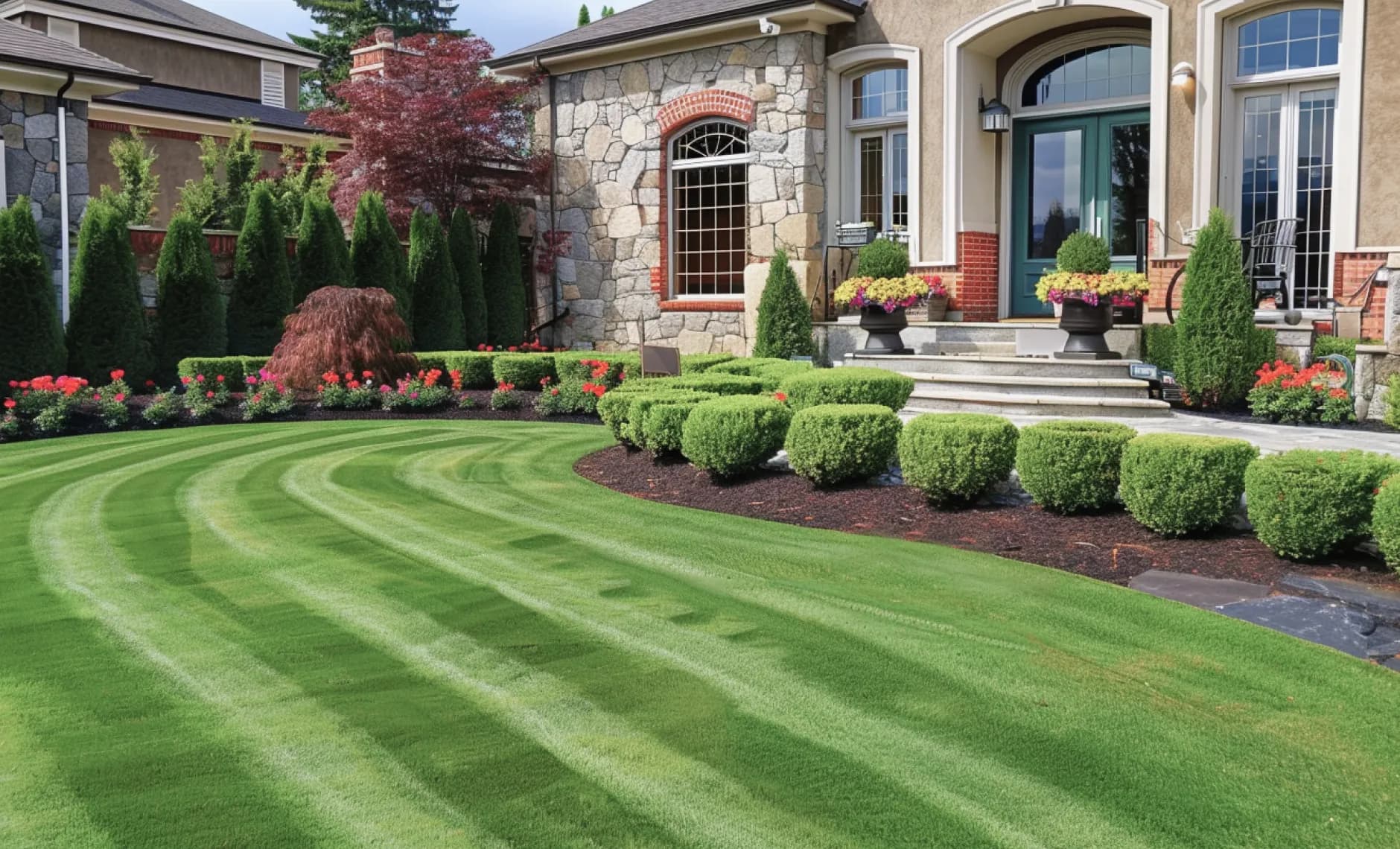 Wolfcrest lawn care crew at work