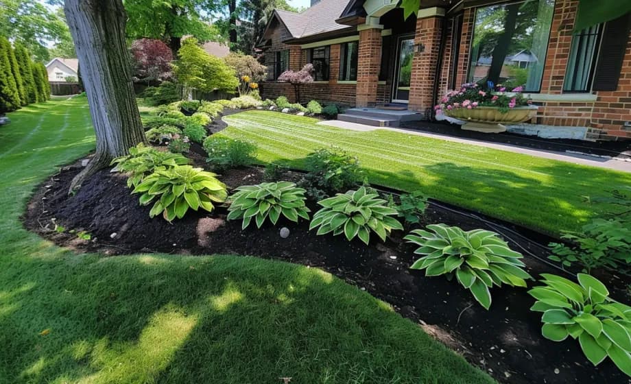 Edged and trimmed residential lawn
